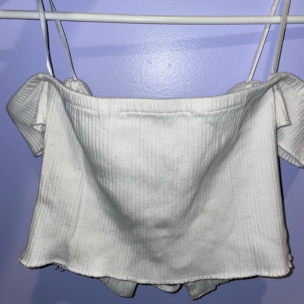Forever 21 Women’s Small - White Lace Up Crop Top - Tube Top Fit NWOT - Picture 6 of 8